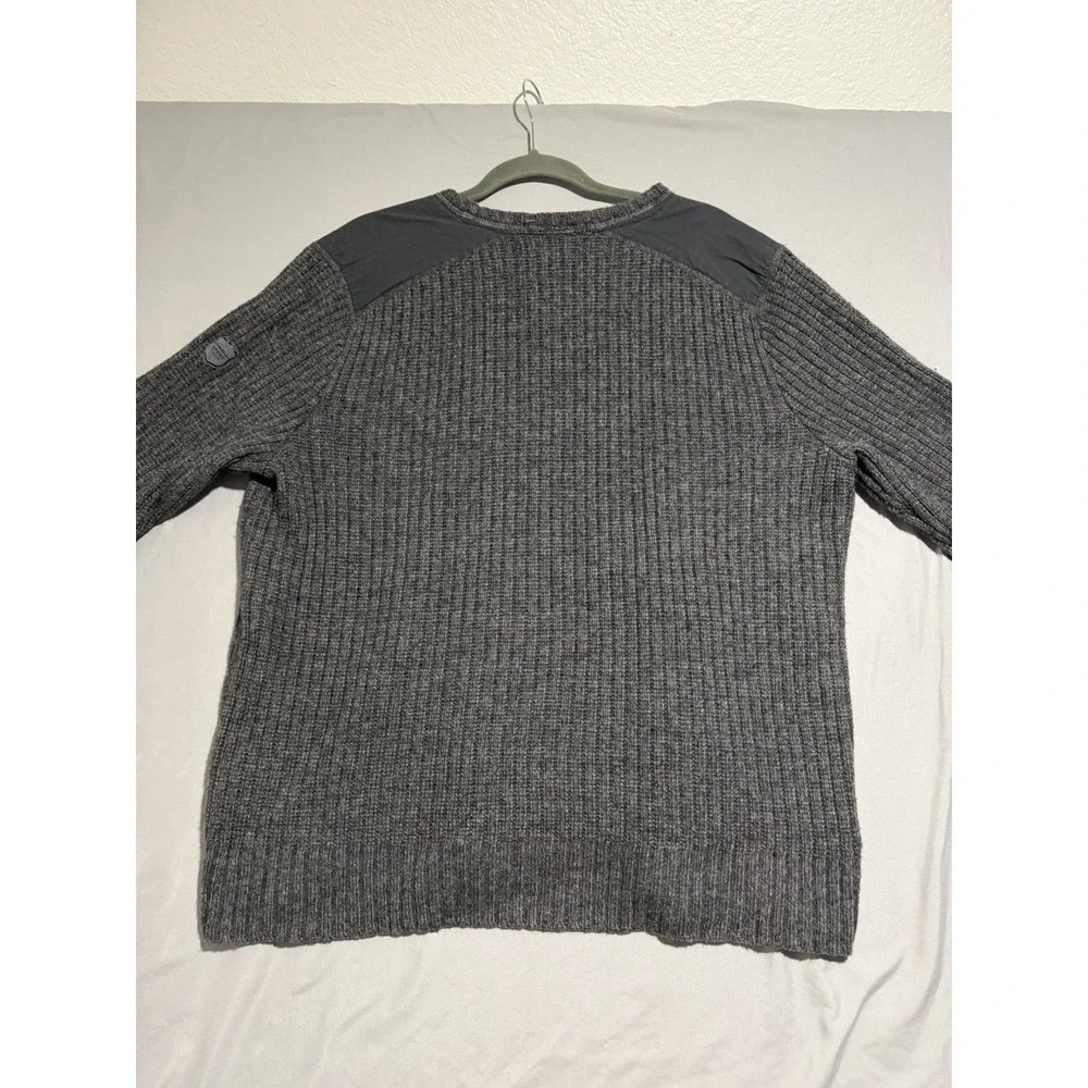 eddie bauer military style wool long sleeve sweater, grey, men's 2x